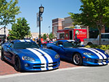 Blue Dodge Vipers with stripes