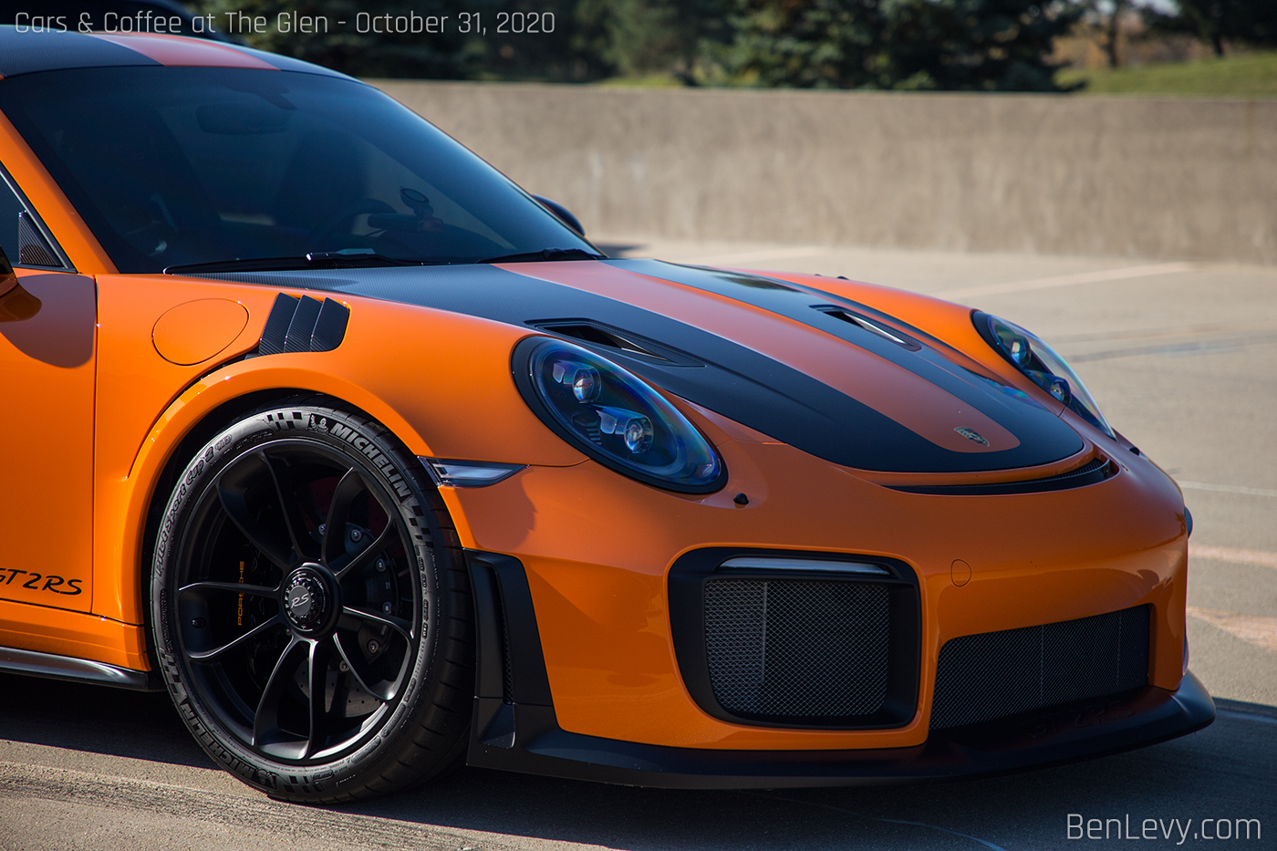 Front bumper of Orange Porsche 911 GT2 RS 991