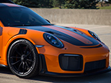 Front bumper of Orange Porsche 911 GT2 RS 991