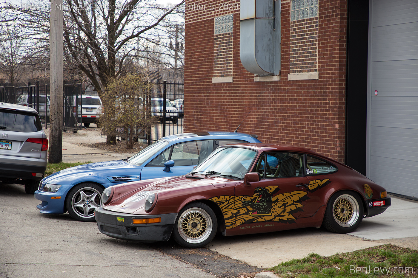 BMW M Coupe and Porsche 911 outside of MPC in Chicago
