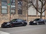Black Porsche 911 GT3 and 911 Turbo