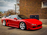 Red Acura NSX parked in an alley in Hinsdale