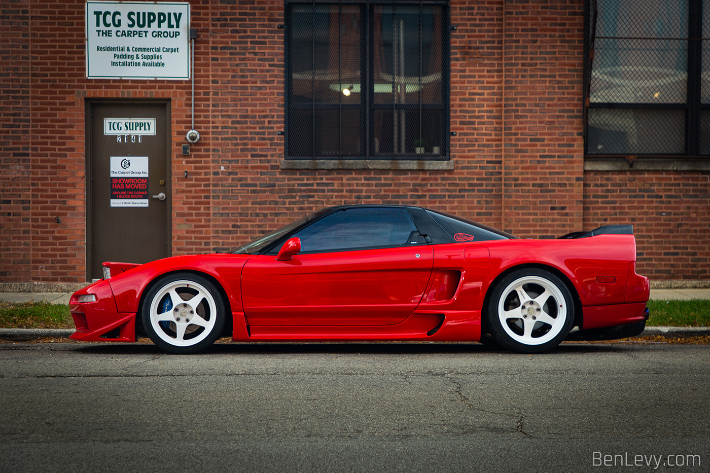 Side Shot of Red Acura NSX in Chicago