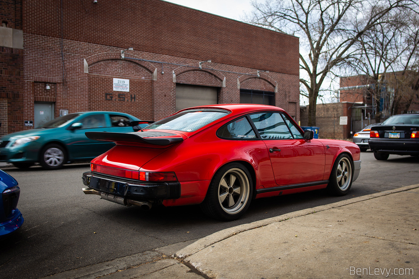 Red Porsche 911 on the Street in Chicago