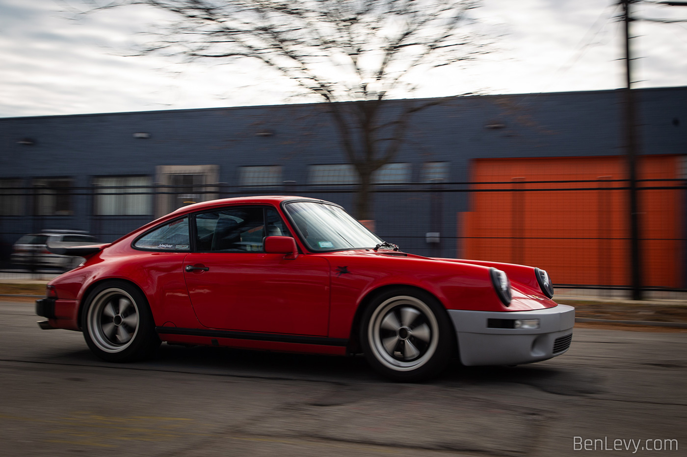 Red Porsche 911 with Winter Setup