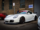 Bagged White Porsche Cayman S in Chicago