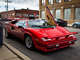 Red Lamborghini Countach with Door Up in Chicago