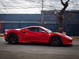 Red Ferrari 488 on the street in Chicago