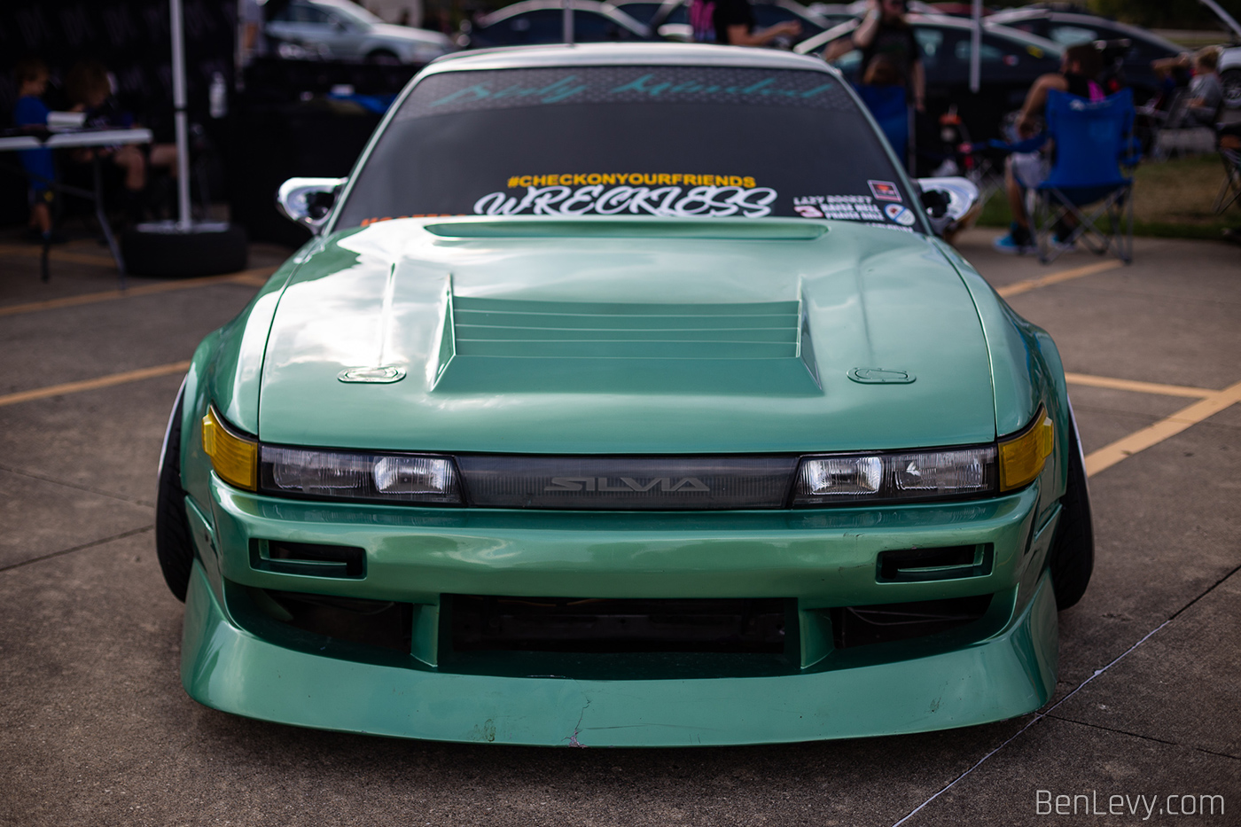 Green Nissan 2340SX with Silvia Headlights