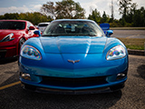 Front of Blue C6 Corvette