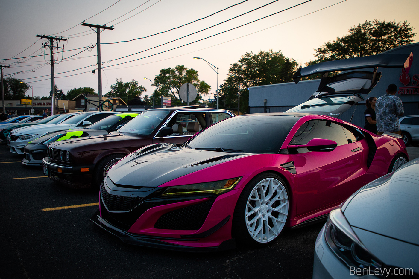 Pink Acura NSX at Cars and Boba Meet
