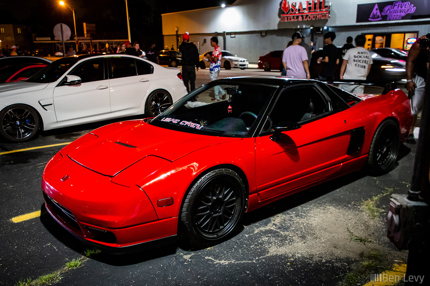 Red Acura NSX at Night