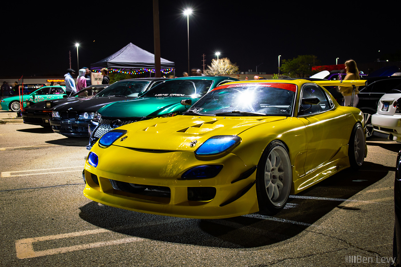 Yellow Mazda RX-7 at Ubae Crew Car Meet