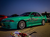 Teal Skyline GTS-4 with Cherry Blossom Graphics