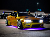 Yellow BMW M3 with Overfenders outside of Chicago