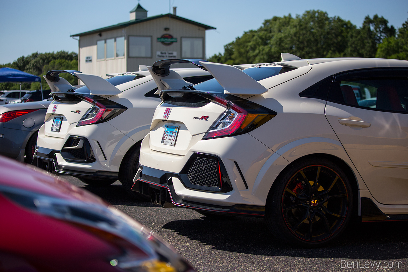 A Pair  of White FK8 Civic Type-Rs at the track