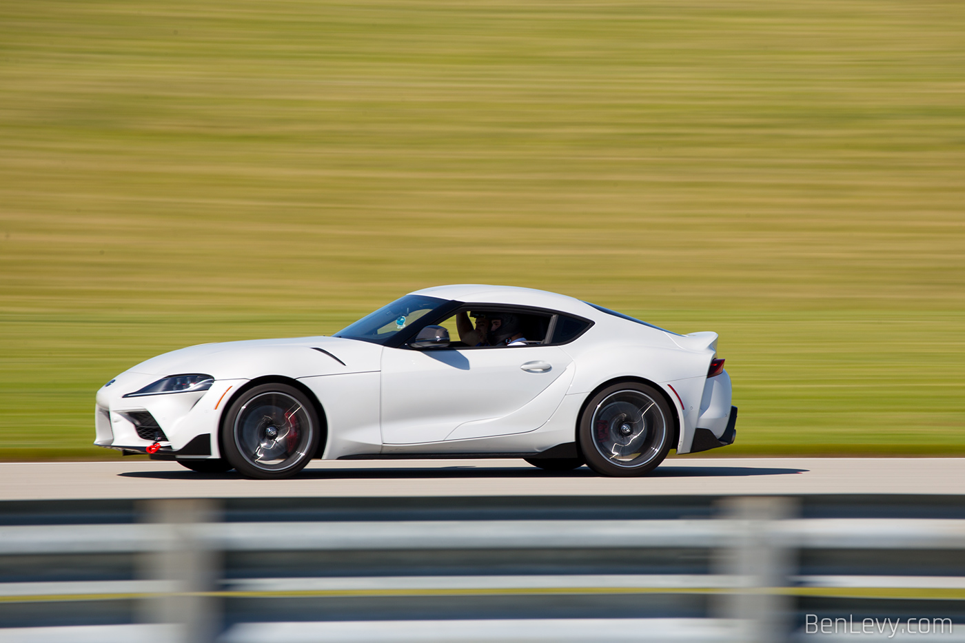 White A90 Toyota Supra on the Track