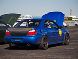 Blue Subaru WRX STI with Carbon Fiber Trunklid