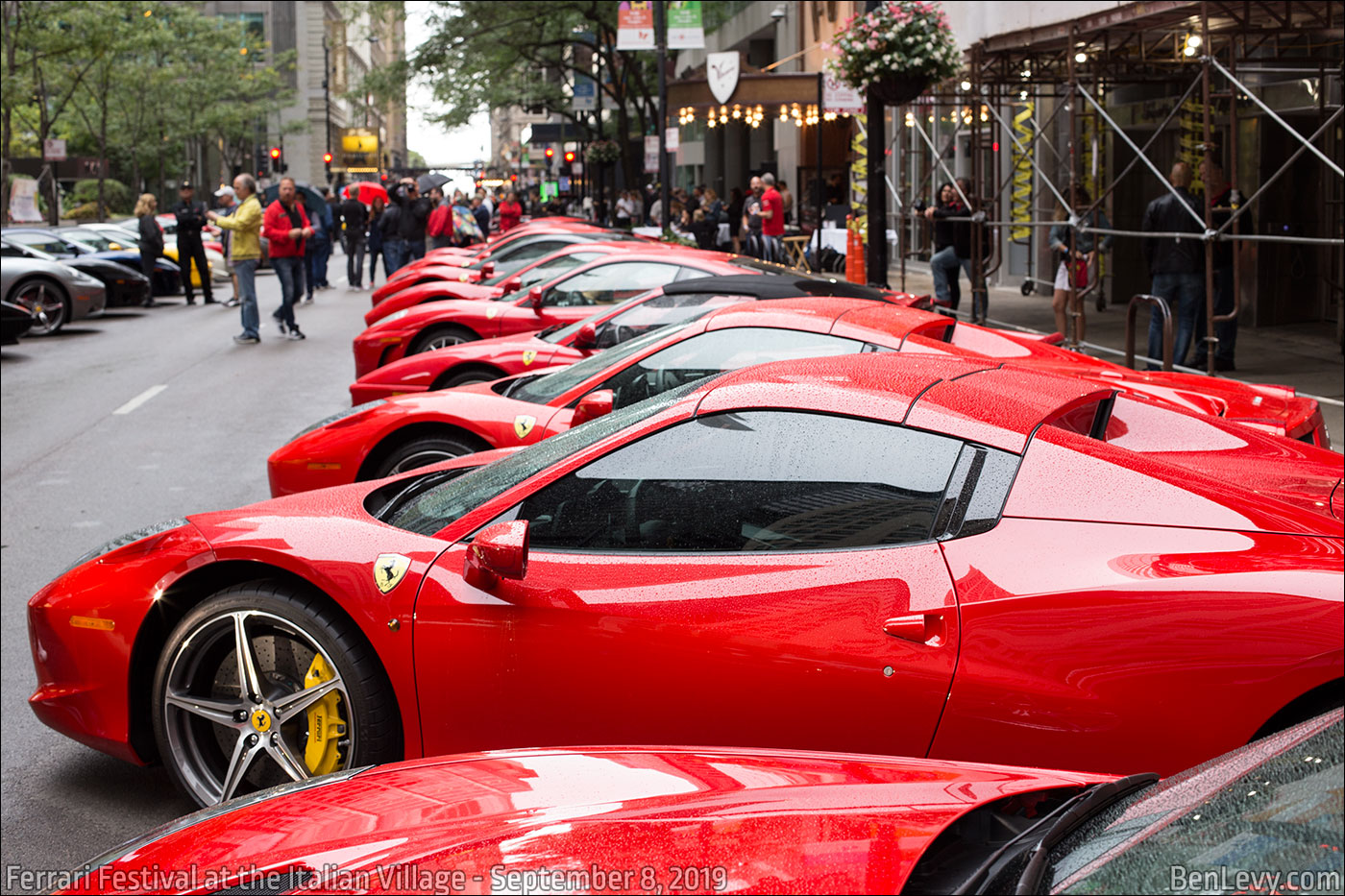 Red Ferraris at Italian Village in Chicago