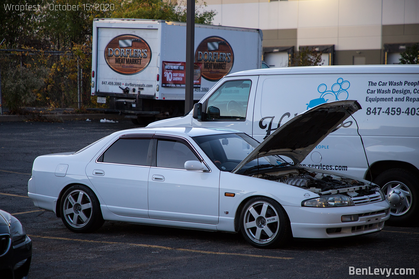 White R33 Nissan Skyline sedan