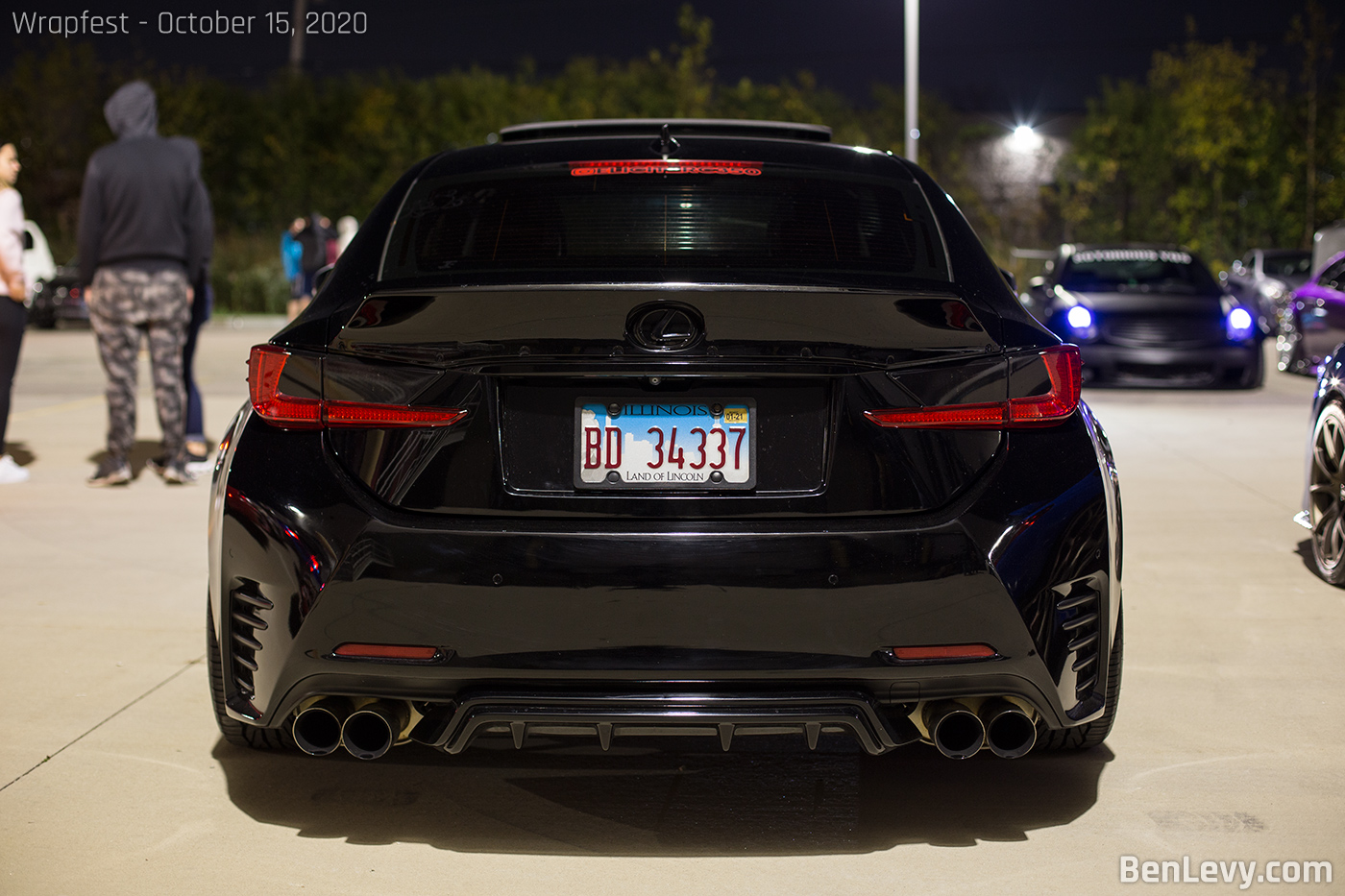 Rear end of black Lexus RC350 F Sport