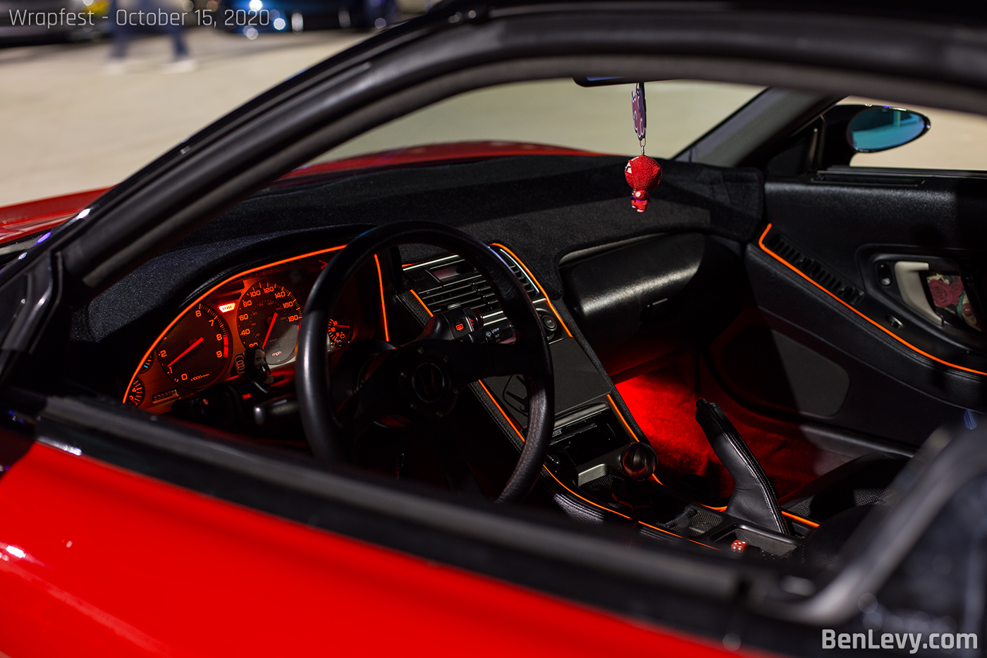 Red interior lighting in Acura NSX