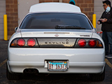 Rear end of white R33 Nissan Skyline GTS25t