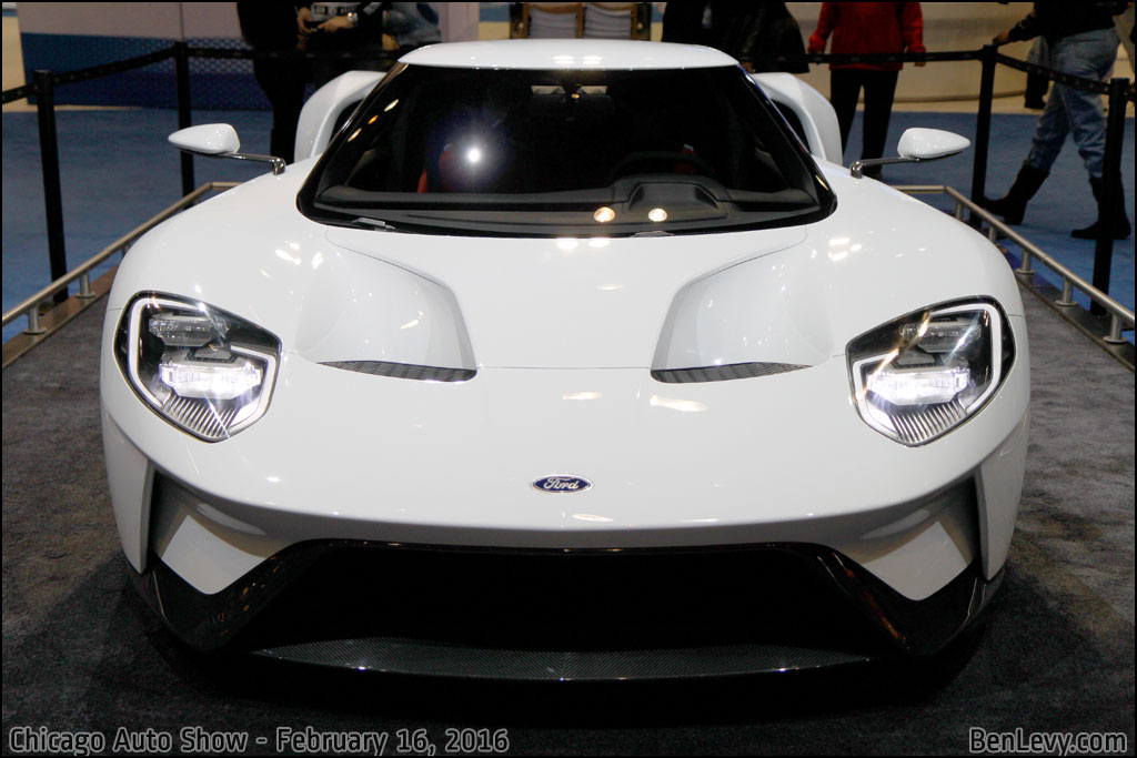 Front of a white Ford GT