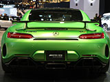 Rear of an AMG GT R in AMG Green Hell Magno