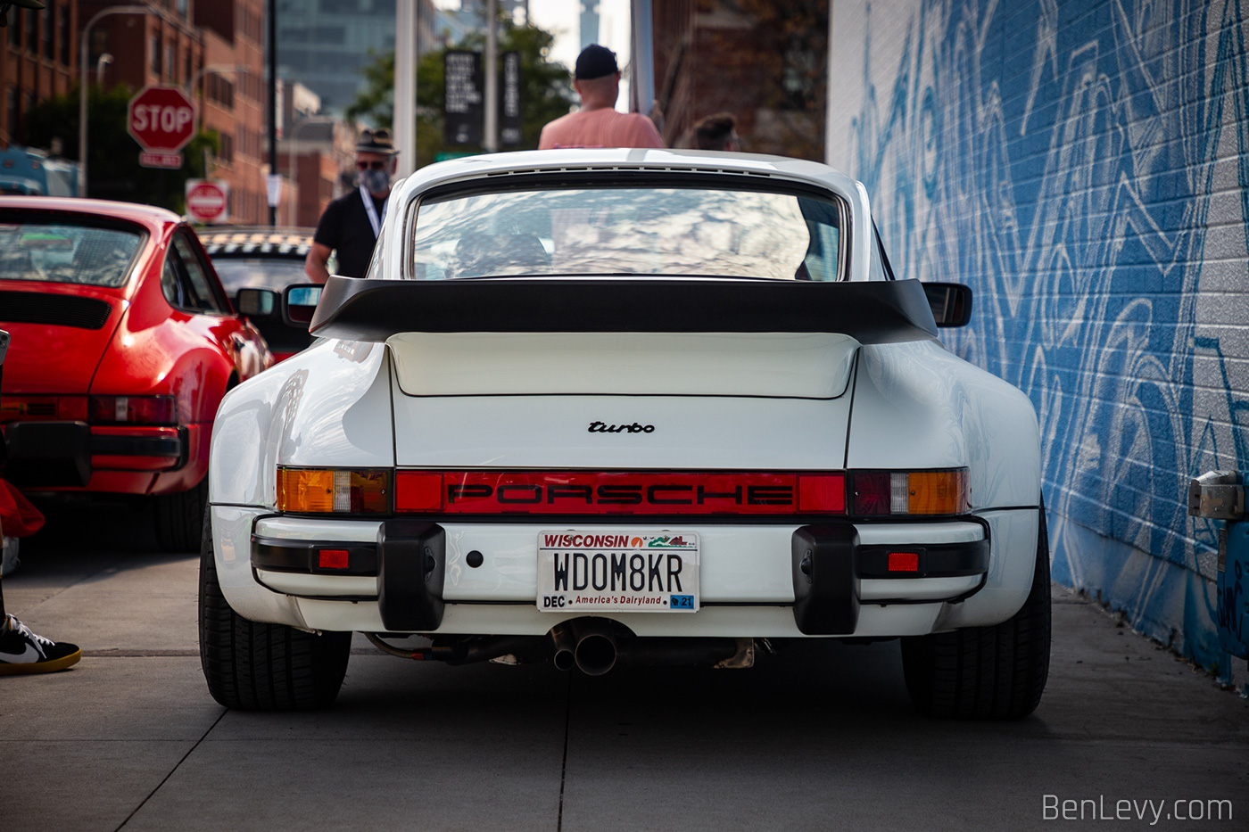 Rear of White 930 Porsche 911 Turbo