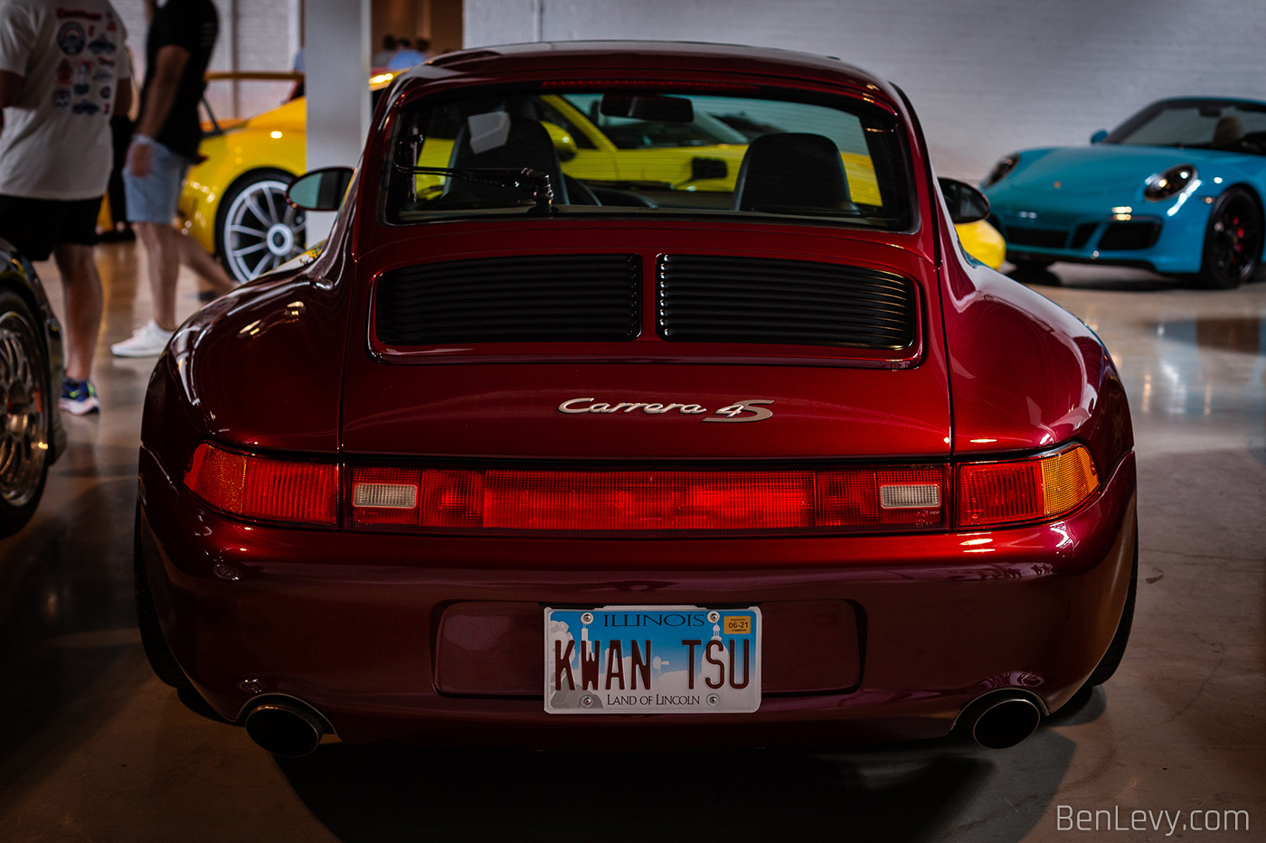 Rear of Maroon Porsche 993 C4S