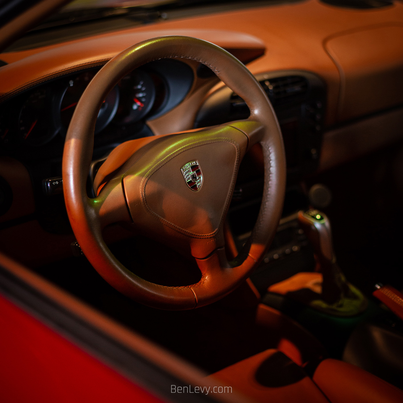 Leather Wrapped Steering Wheel in Porsche 993