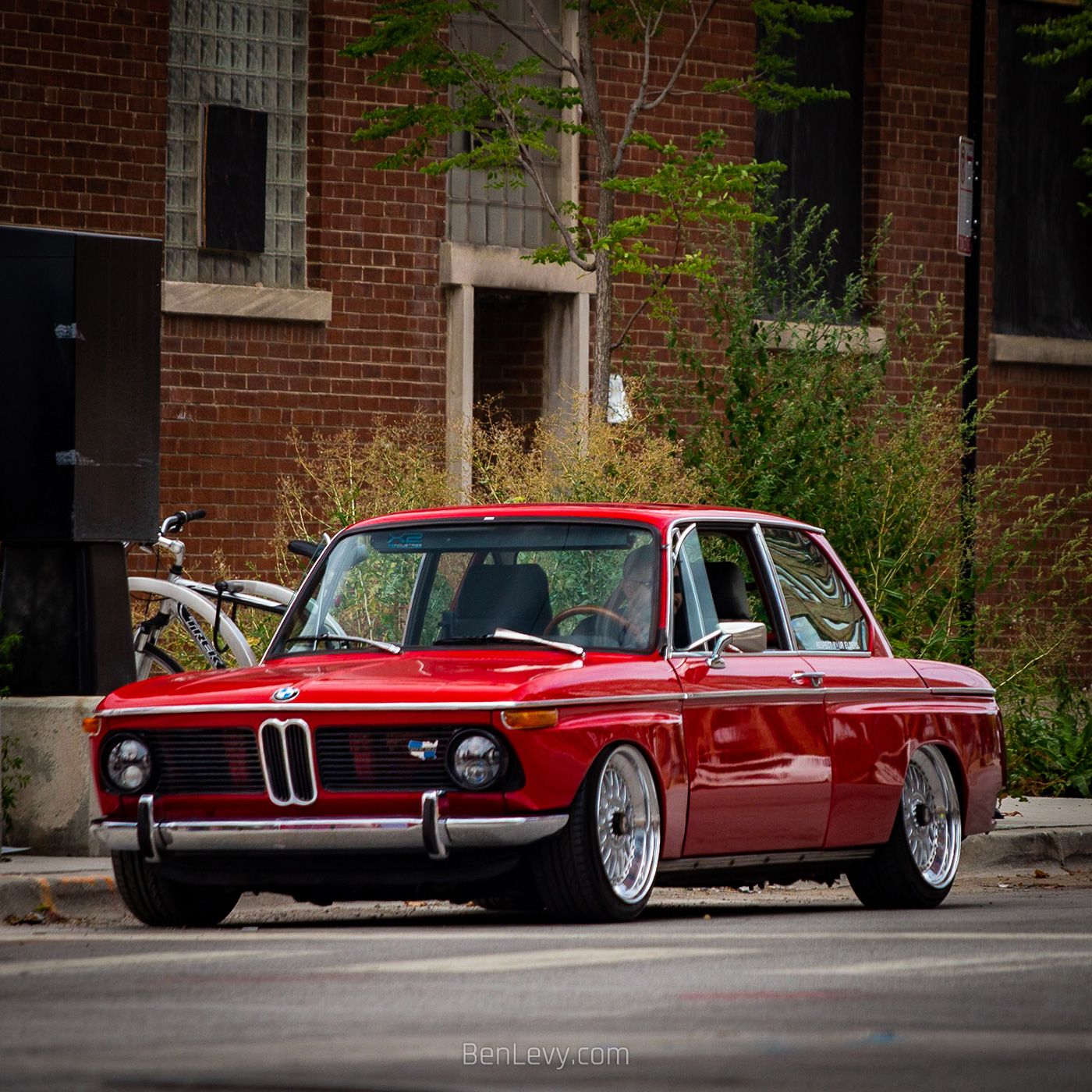 Red BMW 2002 on Air Suspension