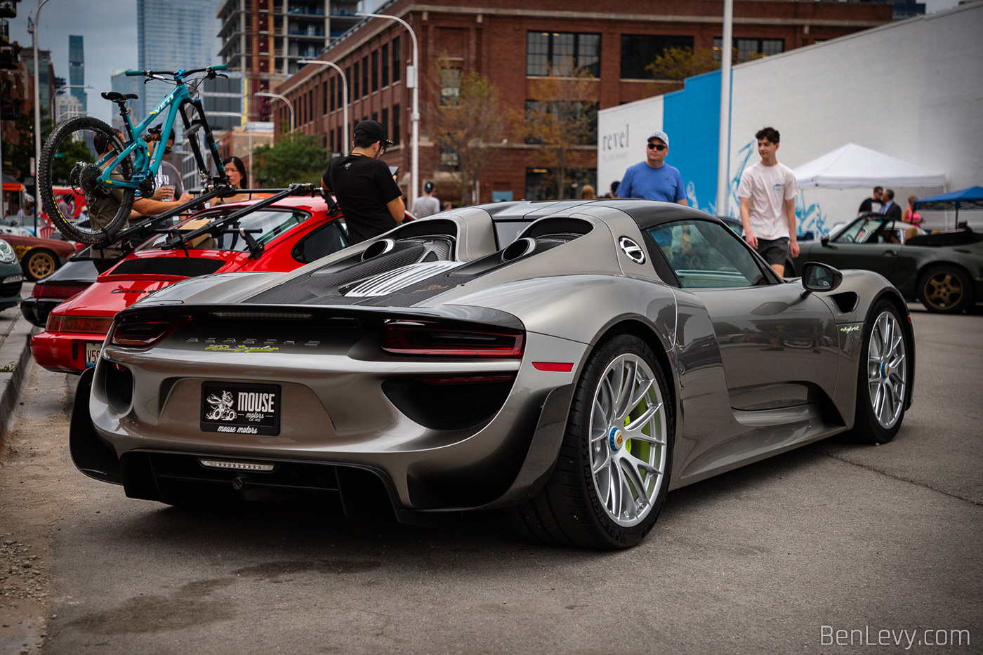 Rear Quarter of Meteor Grey Metallic Porsche 918 Spyder