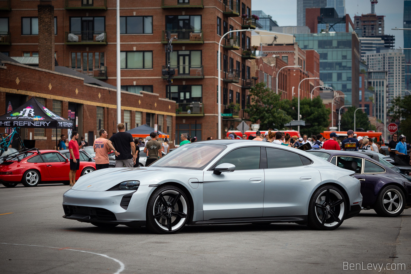 Silver Porsche Taycan Turbo at Checkeditout 2021