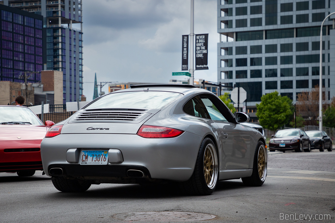 Rear of Silver Porsche 911 Carrera