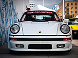 White Porsche 911 Turbo with Kelly-Moss Windshield Sticker