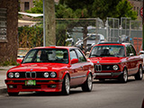 Red E30 and E10 BMW Coupes