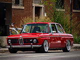 Red BMW 2002 on Air Suspension