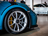 Wheel on Blue Porsche 911 GT3 RS