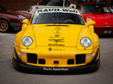 Front of Yellow RWB Porsche at Checkeditout Chicago