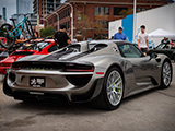 Rear Quarter of Meteor Grey Metallic Porsche 918 Spyder