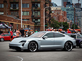 Silver Porsche Taycan Turbo at Checkeditout 2021