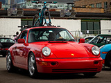 Red Porsche 964 with Bike Rack in Chicago