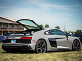 Rear Quarter of Grey Audi R8 V10