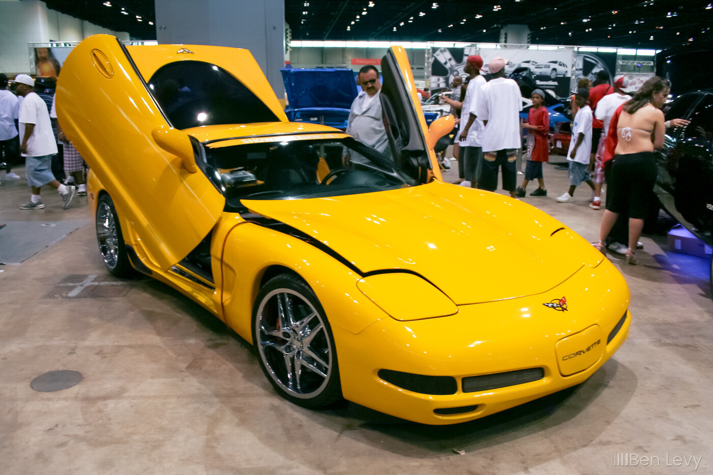 Yellow Corvette with Lambo Doors