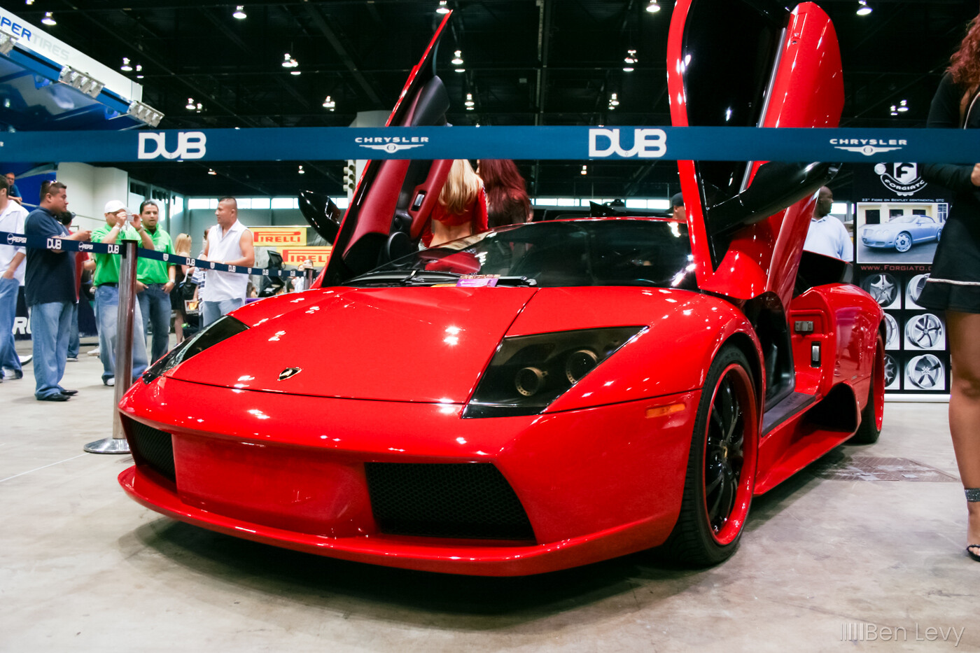 Red Lamborghini Murcielago with smoked headlights