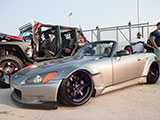 Silver Honda S2000 with fender flares