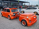 Orange Mini with matching trailer