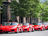 Red Ferrari 360 Modenas on a Chicago street